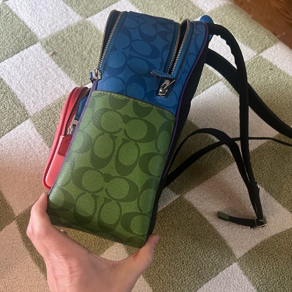 Coach Colorblock backpack in purple, blue, pink, and green. Never used! - Picture 4 of 8
